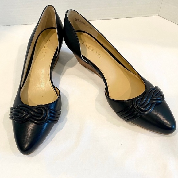 Talbots Laney D'Orsay Wedge Black Knot Shoes Career Office Size 7.5 - Picture 3 of 14